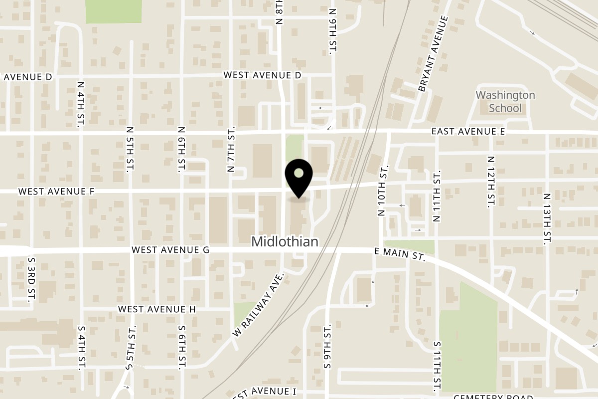 Map showing the location of Twisted Sisters Tap House Midlothian on 138 N 8th St in Midlothian